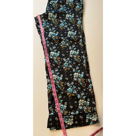 LOFT Sleepwear Floral Satin Pajama Pants Large Dark Cottagecore Romantic Dainty - Picture 11 of 12